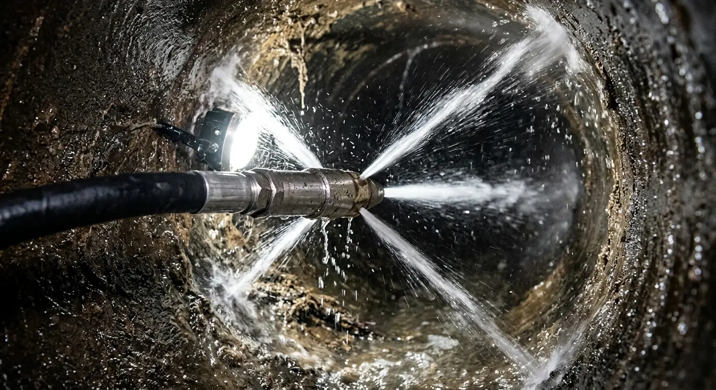 High-pressure hydro jetting nozzle cleaning sewer pipe for Sewer Line Relining in Somerton